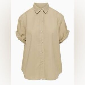 Denim Forum The Jane Tan Puff Sleeve Button Down Shirt